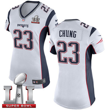 Nike Patriots #23 Patrick Chung White Super Bowl LI 51 Women's Stitched NFL New Elite Jersey Nike Patriots #23 Patrick Chung White Super Bowl LI 51 Women's Stitched NFL New Elite Jersey