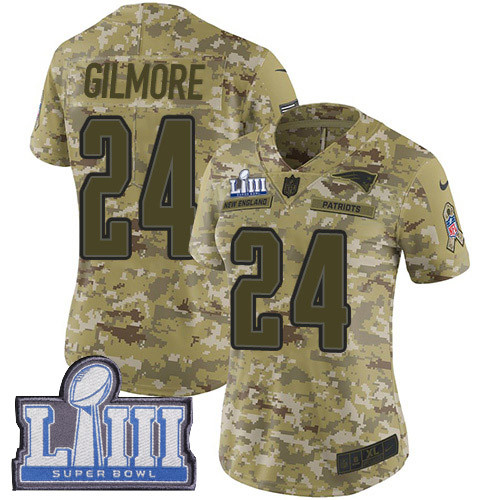 Nike Patriots #24 Stephon Gilmore Camo Super Bowl LIII Bound Women's Stitched NFL Limited 2018 Salute To Service Jersey Nike Patriots #24 Stephon Gilmore Camo Super Bowl LIII Bound Women's Stitched NFL Limited 2018 Salute To Service Jersey