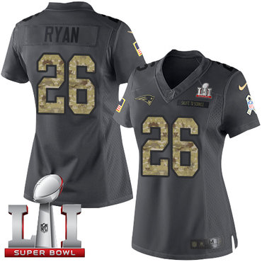 Nike Patriots #26 Logan Ryan Black Super Bowl LI 51 Women's Stitched NFL Limited 2016 Salute to Service Jersey Nike Patriots #26 Logan Ryan Black Super Bowl LI 51 Women's Stitched NFL Limited 2016 Salute to Service Jersey
