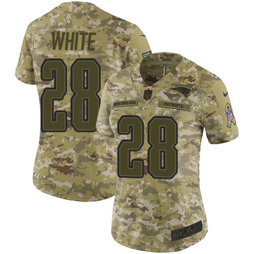 Nike Patriots #28 James White Camo Women's Stitched NFL Limited 2018 Salute to Service Jersey Nike Patriots #28 James White Camo Women's Stitched NFL Limited 2018 Salute to Service Jersey