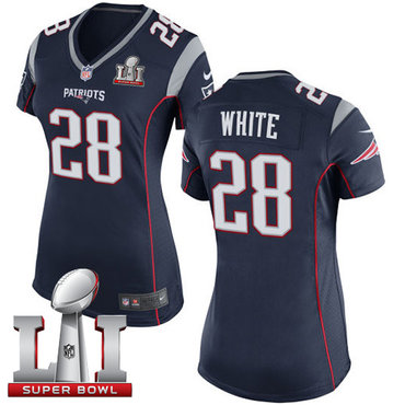 Nike Patriots #28 James White Navy Blue Team Color Super Bowl LI 51 Women's Stitched NFL New Elite Jersey Nike Patriots #28 James White Navy Blue Team Color Super Bowl LI 51 Women's Stitched NFL New Elite Jersey
