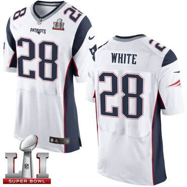 Nike Patriots #28 James White White Super Bowl LI 51 Men's Stitched NFL New Elite Jersey Nike Patriots #28 James White White Super Bowl LI 51 Men's Stitched NFL New Elite Jersey