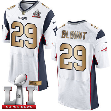 Nike Patriots #29 LeGarrette Blount White Super Bowl LI 51 Men's Stitched NFL New Elite Gold Jersey