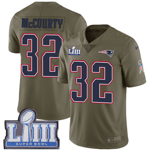 Nike Patriots #32 Devin McCourty Olive Super Bowl LIII Bound Youth Stitched NFL Limited 2017 Salute To Service Jersey