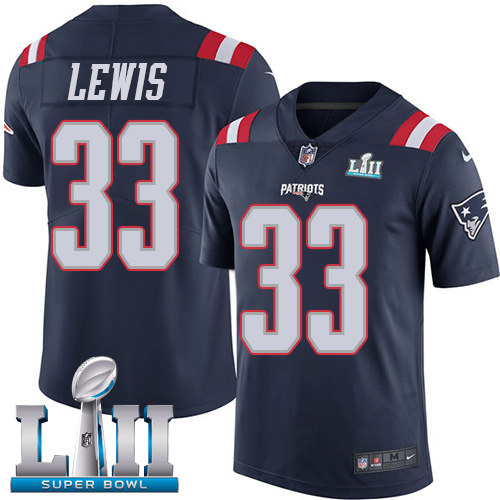 Nike Patriots #33 Dion Lewis Navy Blue Super Bowl LII Men's Stitched NFL Limited Rush Jersey Nike Patriots #33 Dion Lewis Navy Blue Super Bowl LII Men's Stitched NFL Limited Rush Jersey