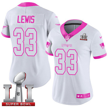Nike Patriots #33 Dion Lewis White Pink Super Bowl LI 51 Women's Stitched NFL Limited Rush Fashion Jersey Nike Patriots #33 Dion Lewis White Pink Super Bowl LI 51 Women's Stitched NFL Limited Rush Fashion Jersey