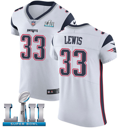 Nike Patriots #33 Dion Lewis White Super Bowl LII Men's Stitched NFL Vapor Untouchable Elite Jersey