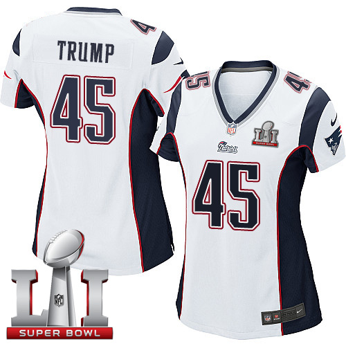 Nike Patriots #45 Donald Trump White Super Bowl LI 51 Women's Stitched NFL New Elite Jersey Nike Patriots #45 Donald Trump White Super Bowl LI 51 Women's Stitched NFL New Elite Jersey