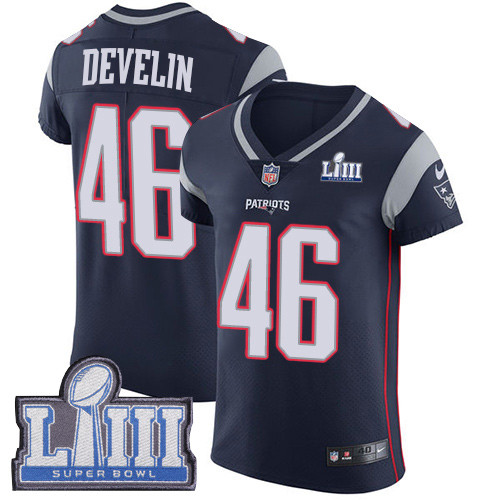Nike Patriots #46 James Develin Navy Blue Team Color Super Bowl LIII Bound Men's Stitched NFL Vapor Untouchable Elite Jersey Nike Patriots #46 James Develin Navy Blue Team Color Super Bowl LIII Bound Men's Stitched NFL Vapor Untouchable Elite Jersey