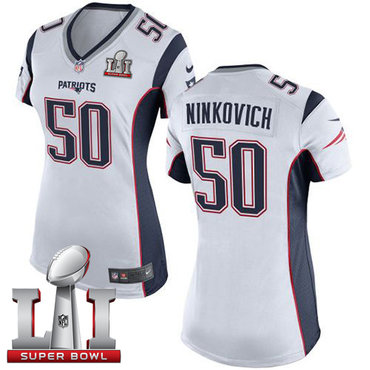 Nike Patriots #50 Rob Ninkovich White Super Bowl LI 51 Women's Stitched NFL New Elite Jersey Nike Patriots #50 Rob Ninkovich White Super Bowl LI 51 Women's Stitched NFL New Elite Jersey