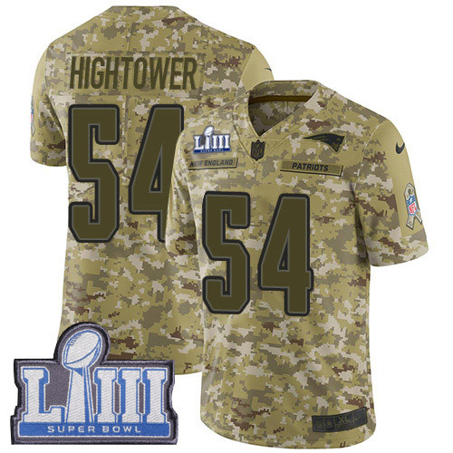 Nike Patriots #54 Dont'a Hightower Camo Super Bowl LIII Bound Men's Stitched NFL Limited 2018 Salute To Service Jersey Nike Patriots #54 Dont'a Hightower Camo Super Bowl LIII Bound Men's Stitched NFL Limited 2018 Salute To Service Jersey