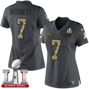 Nike Patriots #7 Jacoby Brissett Black Super Bowl LI 51 Women's Stitched NFL Limited 2016 Salute to Service Jersey Nike Patriots #7 Jacoby Brissett Black Super Bowl LI 51 Women's Stitched NFL Limited 2016 Salute to Service Jersey