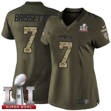 Nike Patriots #7 Jacoby Brissett Green Super Bowl LI 51 Women's Stitched NFL Limited Salute to Service Jersey Nike Patriots #7 Jacoby Brissett Green Super Bowl LI 51 Women's Stitched NFL Limited Salute to Service Jersey