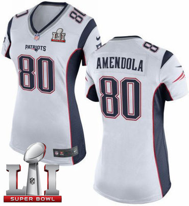 Nike Patriots #80 Danny Amendola White Super Bowl LI 51 Women's Stitched NFL New Elite Jersey Nike Patriots #80 Danny Amendola White Super Bowl LI 51 Women's Stitched NFL New Elite Jersey
