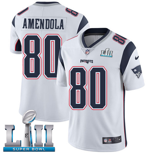 Nike Patriots #80 Danny Amendola White Super Bowl LII Men's Stitched NFL Vapor Untouchable Limited Jersey Nike Patriots #80 Danny Amendola White Super Bowl LII Men's Stitched NFL Vapor Untouchable Limited Jersey