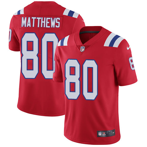 Nike Patriots #80 Jordan Matthews Red Alternate Men's Stitched NFL Vapor Untouchable Limited Jersey Nike Patriots #80 Jordan Matthews Red Alternate Men's Stitched NFL Vapor Untouchable Limited Jersey