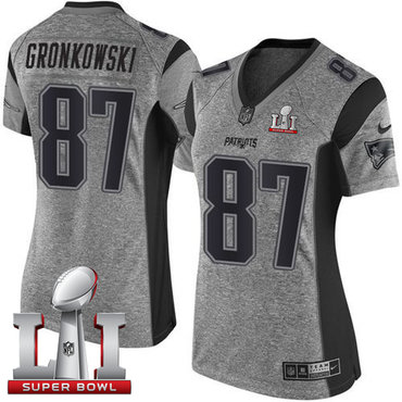 Nike Patriots #87 Rob Gronkowski Gray Super Bowl LI 51 Women's Stitched NFL Limited Gridiron Gray Jersey Nike Patriots #87 Rob Gronkowski Gray Super Bowl LI 51 Women's Stitched NFL Limited Gridiron Gray Jersey