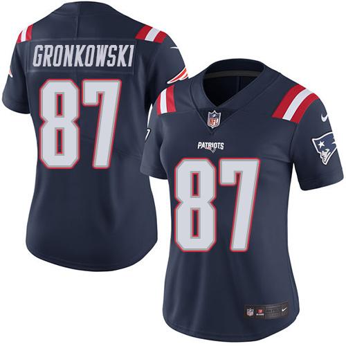 Nike Patriots #87 Rob Gronkowski Navy Blue Women's Stitched NFL Limited Rush Jersey Nike Patriots #87 Rob Gronkowski Navy Blue Women's Stitched NFL Limited Rush Jersey
