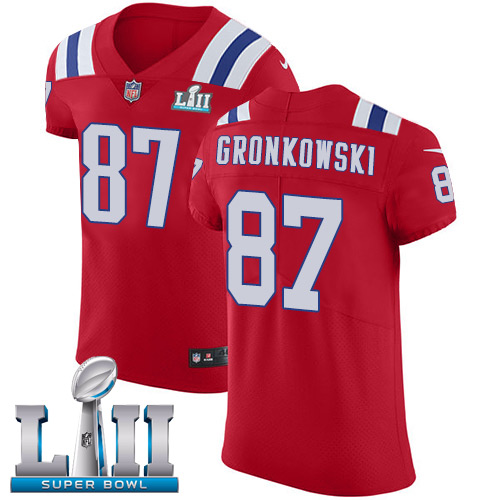 Nike Patriots #87 Rob Gronkowski Red Alternate Super Bowl LII Men's Stitched NFL Vapor Untouchable Elite Jersey Nike Patriots #87 Rob Gronkowski Red Alternate Super Bowl LII Men's Stitched NFL Vapor Untouchable Elite Jersey