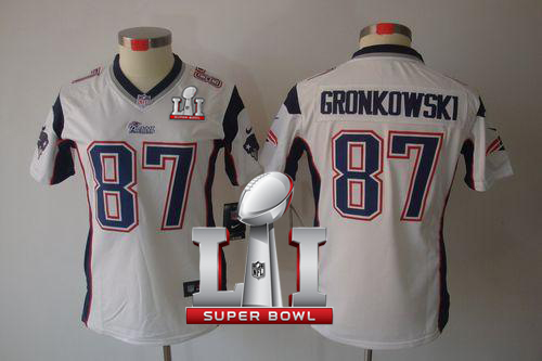 Nike Patriots #87 Rob Gronkowski White Super Bowl LI 51 Women's Stitched NFL Limited Jersey Nike Patriots #87 Rob Gronkowski White Super Bowl LI 51 Women's Stitched NFL Limited Jersey