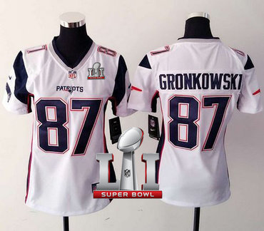 Nike Patriots #87 Rob Gronkowski White Super Bowl LI 51 Women's Stitched NFL New Elite Jersey Nike Patriots #87 Rob Gronkowski White Super Bowl LI 51 Women's Stitched NFL New Elite Jersey