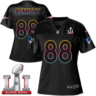 Nike Patriots #88 Martellus Bennett Black Super Bowl LI 51 Women's NFL Fashion Game Jersey Nike Patriots #88 Martellus Bennett Black Super Bowl LI 51 Women's NFL Fashion Game Jersey