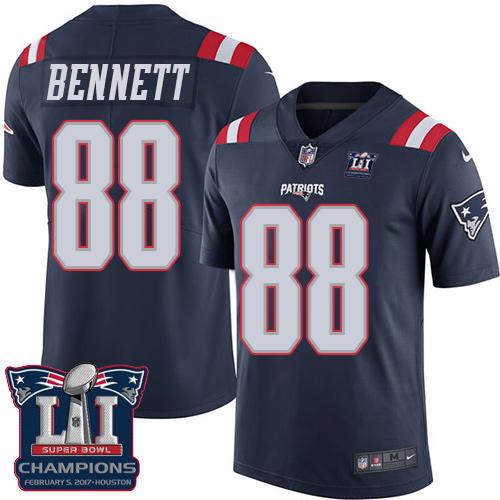 Nike Patriots #88 Martellus Bennett Navy Blue Super Bowl LI Champions Men's Stitched NFL Limited Rush Jersey Nike Patriots #88 Martellus Bennett Navy Blue Super Bowl LI Champions Men's Stitched NFL Limited Rush Jersey