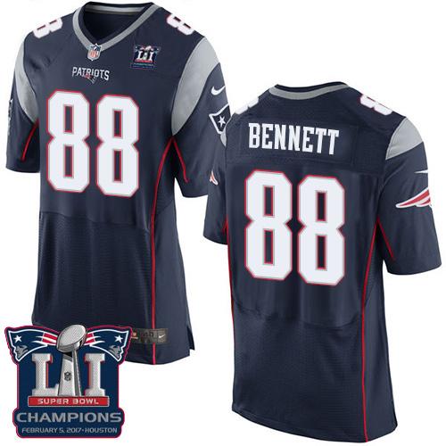 Nike Patriots #88 Martellus Bennett Navy Blue Team Color Super Bowl LI Champions Men's Stitched NFL Elite Jersey