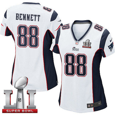 Nike Patriots #88 Martellus Bennett White Super Bowl LI 51 Women's Stitched NFL New Elite Jersey Nike Patriots #88 Martellus Bennett White Super Bowl LI 51 Women's Stitched NFL New Elite Jersey