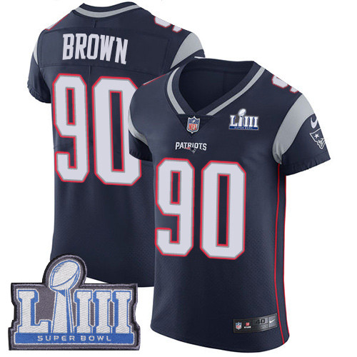 Nike Patriots #90 Malcom Brown Navy Blue Team Color Super Bowl LIII Bound Men's Stitched NFL Vapor Untouchable Elite Jersey Nike Patriots #90 Malcom Brown Navy Blue Team Color Super Bowl LIII Bound Men's Stitched NFL Vapor Untouchable Elite Jersey