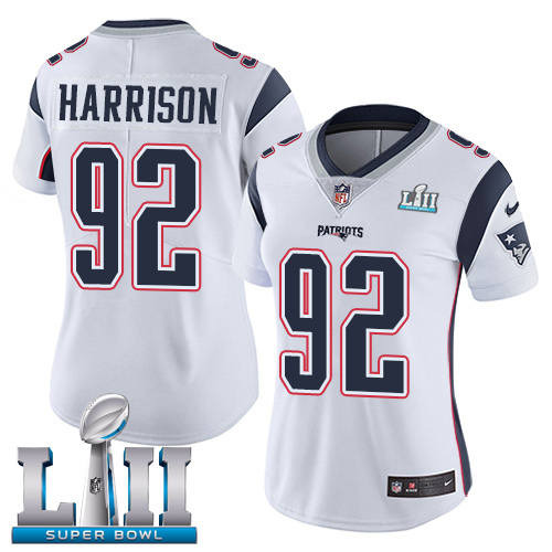 Nike Patriots #92 James Harrison White Super Bowl LII Women's Stitched NFL Vapor Untouchable Limited Jersey