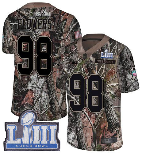 Nike Patriots #98 Trey Flowers Camo Super Bowl LIII Bound Men's Stitched NFL Limited Rush Realtree Jersey Nike Patriots #98 Trey Flowers Camo Super Bowl LIII Bound Men's Stitched NFL Limited Rush Realtree Jersey
