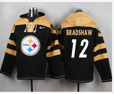 Nike Pittsburgh Steelers #12 Terry Bradshaw Black Player Pullover NFL Hoodie Nike Pittsburgh Steelers #12 Terry Bradshaw Black Player Pullover NFL Hoodie
