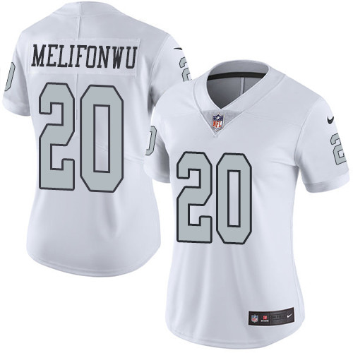 Nike Raiders #20 Obi Melifonwu White Women's Stitched NFL Limited Rush Jersey Nike Raiders #20 Obi Melifonwu White Women's Stitched NFL Limited Rush Jersey