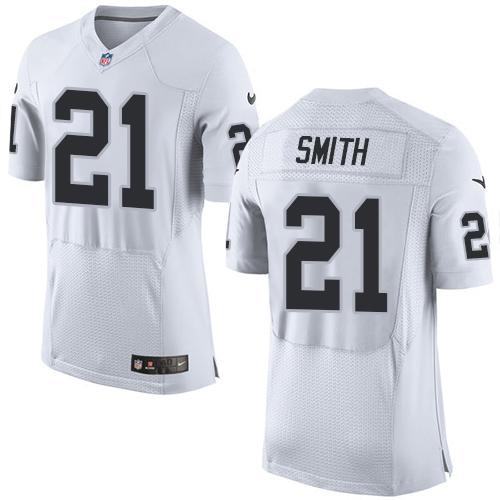 Nike Raiders #21 Sean Smith White Men's Stitched NFL New Elite Jersey Nike Raiders #21 Sean Smith White Men's Stitched NFL New Elite Jersey