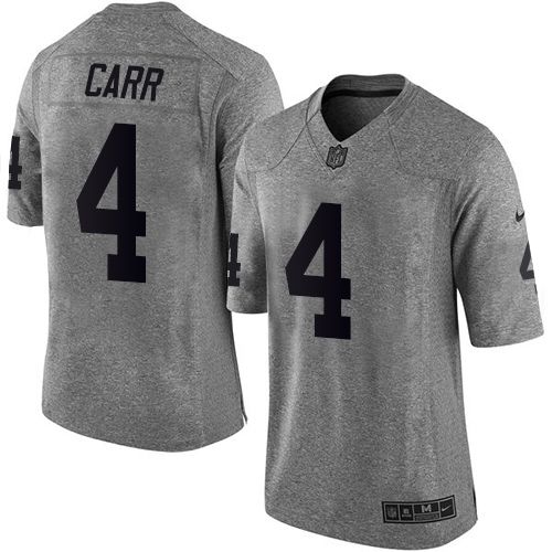 Nike Raiders #4 Derek Carr Gray Men's Stitched NFL Limited Gridiron Gray Jersey Nike Raiders #4 Derek Carr Gray Men's Stitched NFL Limited Gridiron Gray Jersey