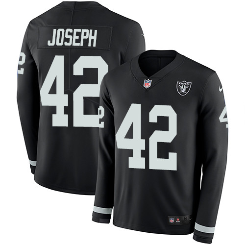 Nike Raiders #42 Karl Joseph Black Team Color Men's Stitched NFL Limited Therma Long Sleeve Jersey Nike Raiders #42 Karl Joseph Black Team Color Men's Stitched NFL Limited Therma Long Sleeve Jersey