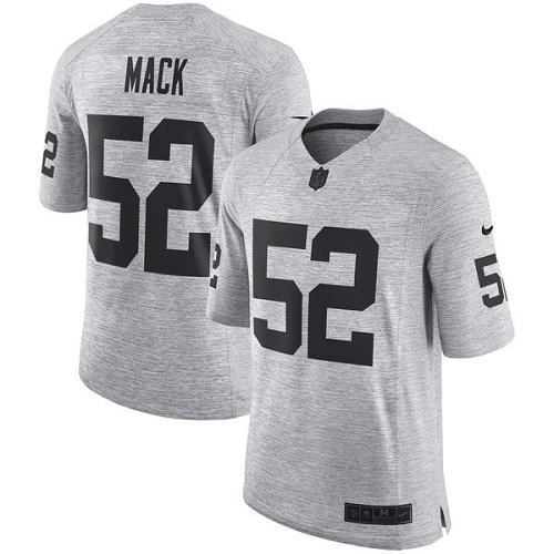 Nike Raiders #52 Khalil Mack Gray Men's Stitched NFL Limited Gridiron Gray II Jersey Nike Raiders #52 Khalil Mack Gray Men's Stitched NFL Limited Gridiron Gray II Jersey