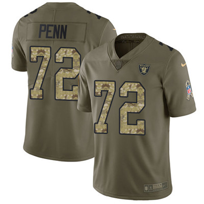 Nike Raiders #72 Donald Penn Olive Camo Youth Stitched NFL Limited 2017 Salute to Service Jersey