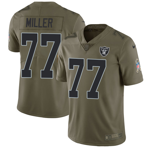 Nike Raiders #77 Kolton Miller Olive Youth Stitched NFL Limited 2017 Salute to Service Jersey Nike Raiders #77 Kolton Miller Olive Youth Stitched NFL Limited 2017 Salute to Service Jersey