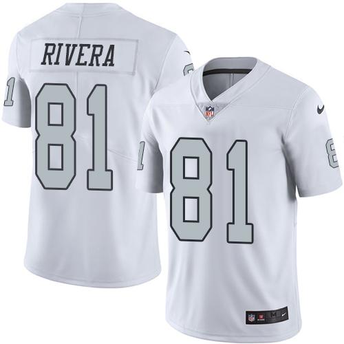 Nike Raiders #81 Mychal Rivera White Men's Stitched NFL Limited Rush Jersey Nike Raiders #81 Mychal Rivera White Men's Stitched NFL Limited Rush Jersey