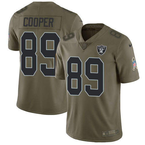 Nike Raiders #89 Amari Cooper Olive Youth Stitched NFL Limited 2017 Salute to Service Jersey