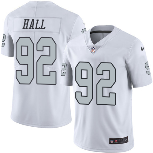Nike Raiders #92 P.J. Hall White Men's Stitched NFL Limited Rush Jersey Nike Raiders #92 P.J. Hall White Men's Stitched NFL Limited Rush Jersey