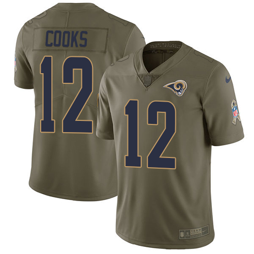 Nike Rams #12 Brandin Cooks Olive Youth Stitched NFL Limited 2017 Salute to Service Jersey Nike Rams #12 Brandin Cooks Olive Youth Stitched NFL Limited 2017 Salute to Service Jersey