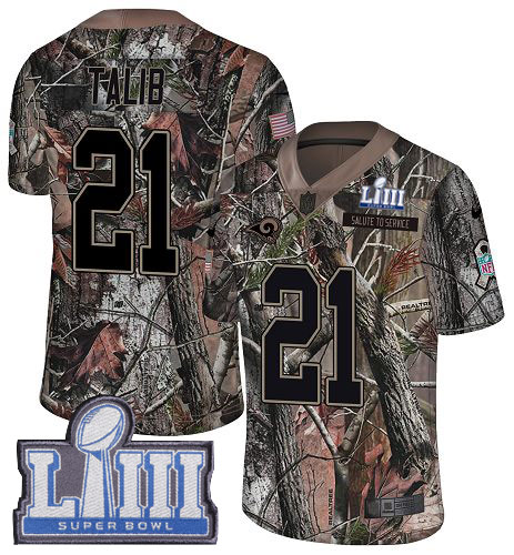 Nike Rams #21 Aqib Talib Camo Super Bowl LIII Bound Men's Stitched NFL Limited Rush Realtree Jersey Nike Rams #21 Aqib Talib Camo Super Bowl LIII Bound Men's Stitched NFL Limited Rush Realtree Jersey