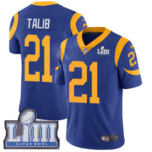 Nike Rams #21 Aqib Talib Royal Blue Alternate Super Bowl LIII Bound Men's Stitched NFL Vapor Untouchable Limited Jersey Nike Rams #21 Aqib Talib Royal Blue Alternate Super Bowl LIII Bound Men's Stitched NFL Vapor Untouchable Limited Jersey