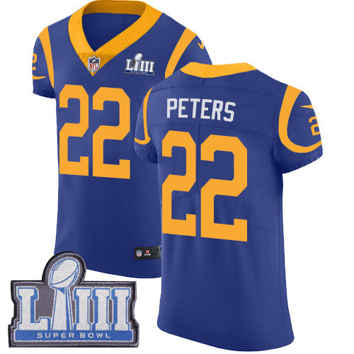 Nike Rams #22 Marcus Peters Royal Blue Alternate Super Bowl LIII Bound Men's Stitched NFL Vapor Untouchable Elite Jersey Nike Rams #22 Marcus Peters Royal Blue Alternate Super Bowl LIII Bound Men's Stitched NFL Vapor Untouchable Elite Jersey