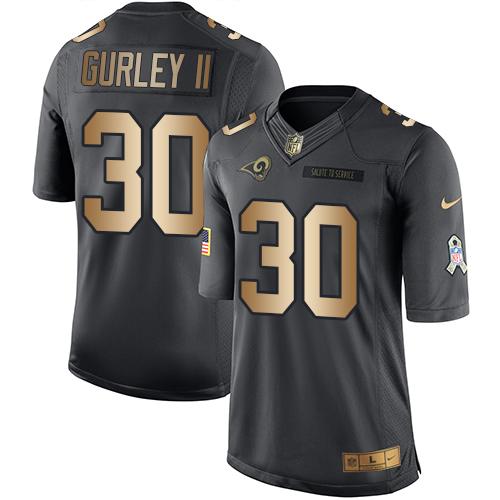 Nike Rams #30 Todd Gurley II Black Men's Stitched NFL Limited Gold Salute To Service Jersey Nike Rams #30 Todd Gurley II Black Men's Stitched NFL Limited Gold Salute To Service Jersey