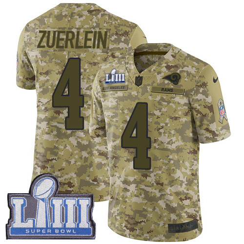 Nike Rams #4 Greg Zuerlein Camo Super Bowl LIII Bound Men's Stitched NFL Limited 2018 Salute To Service Jersey Nike Rams #4 Greg Zuerlein Camo Super Bowl LIII Bound Men's Stitched NFL Limited 2018 Salute To Service Jersey