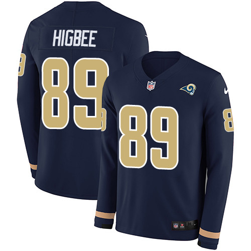 Nike Rams #89 Tyler Higbee Navy Blue Team Color Men's Stitched NFL Limited Therma Long Sleeve Jersey Nike Rams #89 Tyler Higbee Navy Blue Team Color Men's Stitched NFL Limited Therma Long Sleeve Jersey